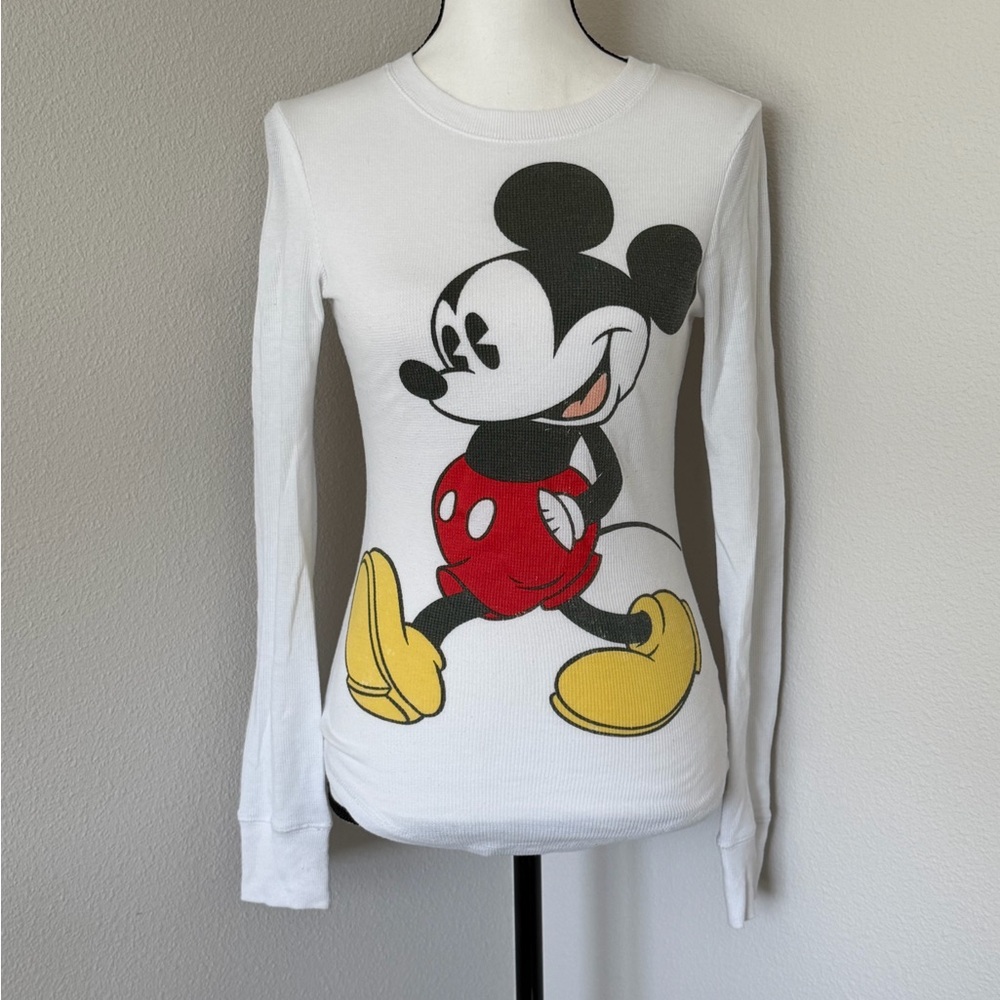 Disney White Mickey Mouse Long Sleeve Thermal Shirt